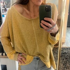 Yellow Oversized Sweatshirt with Cut Out Sleeves